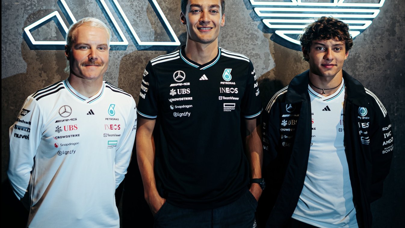 Valtteri Bottas with George Russell and Kimi Antonelli